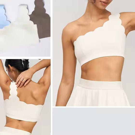 Scallops  One Shoulder Womens Sports Bras and Leggings.