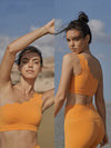 Scallops  One Shoulder Womens Sports Bras and Leggings.
