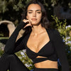 Double Twist Cross-border  Long-sleeved Wrap Double Cut-Out Crop Top