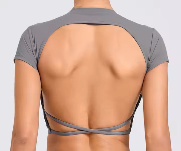 Open-Back Cross-Tie Crop Tee