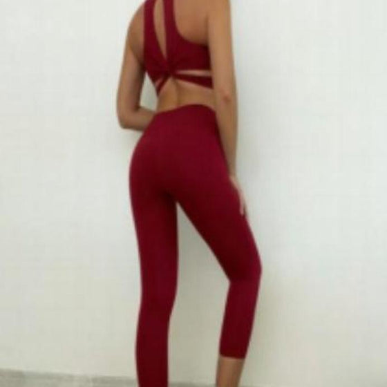 Red Sports Bra and Legging Set