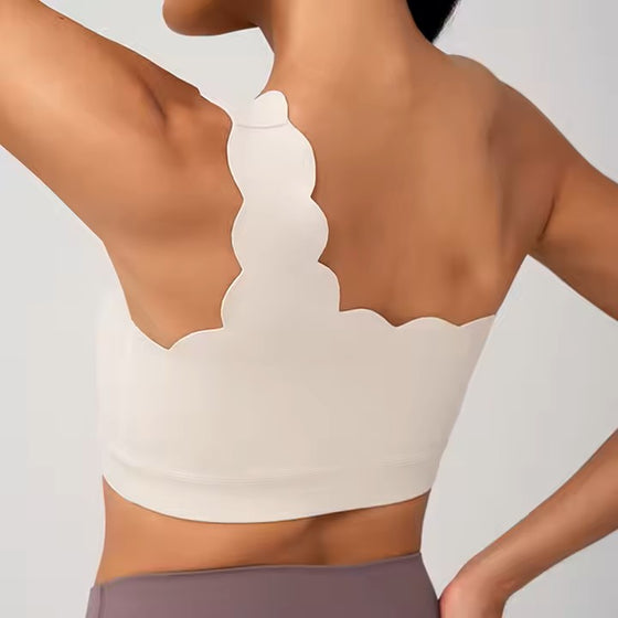 Scallops  One Shoulder Womens Sports Bras and Leggings.
