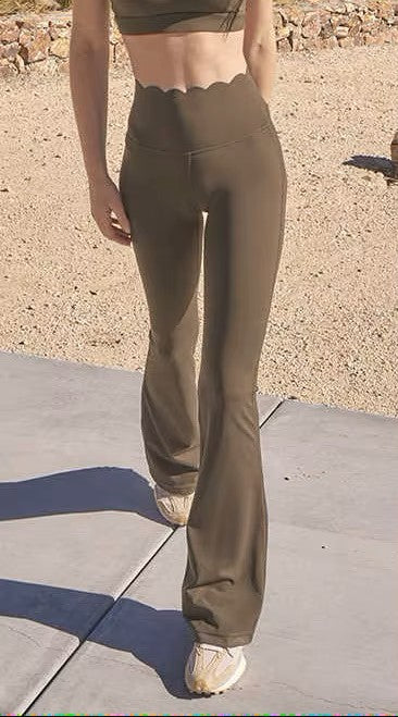 Scallops Flare High Waist Leggings With Tummy Control