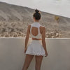 Sensation collection. V-Waist Skirt Set With Open-Back Crop Top