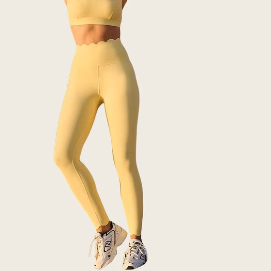 Scallops  One Shoulder Womens Sports Bras and Leggings.
